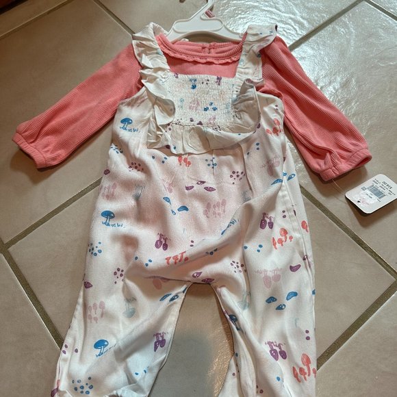 LULLABY 2 PIECE PINK SHIRT AND JUMPER SET SIZE 6-9MO #K107 - Picture 1 of 1